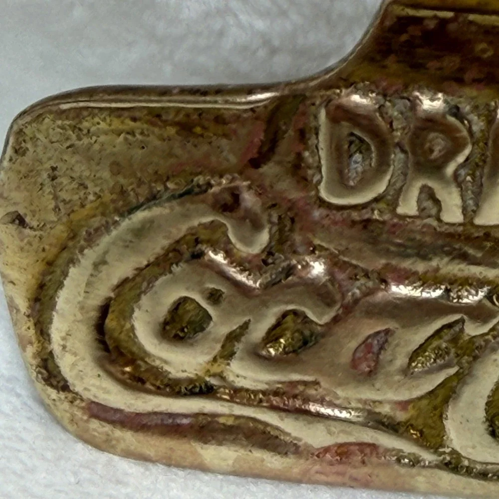 Vintage Coca-Cola Wall Mounted Bottle Opener Brass Tone Metal Taiwan with Screws